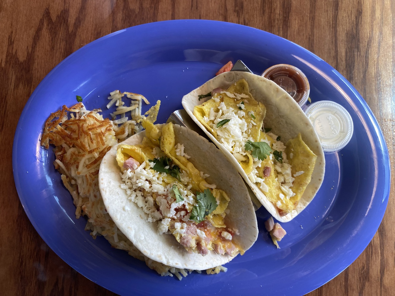 Breakfast
      tacos are delicious.