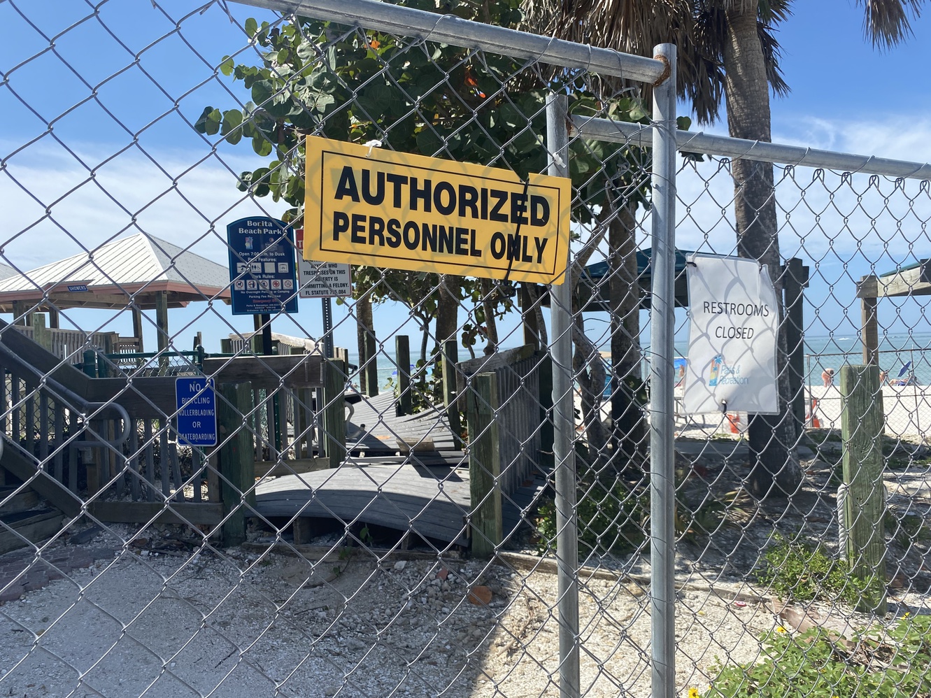 There has not
      been much rebuilding at Bonita Beach Park after Hurricane Ian.