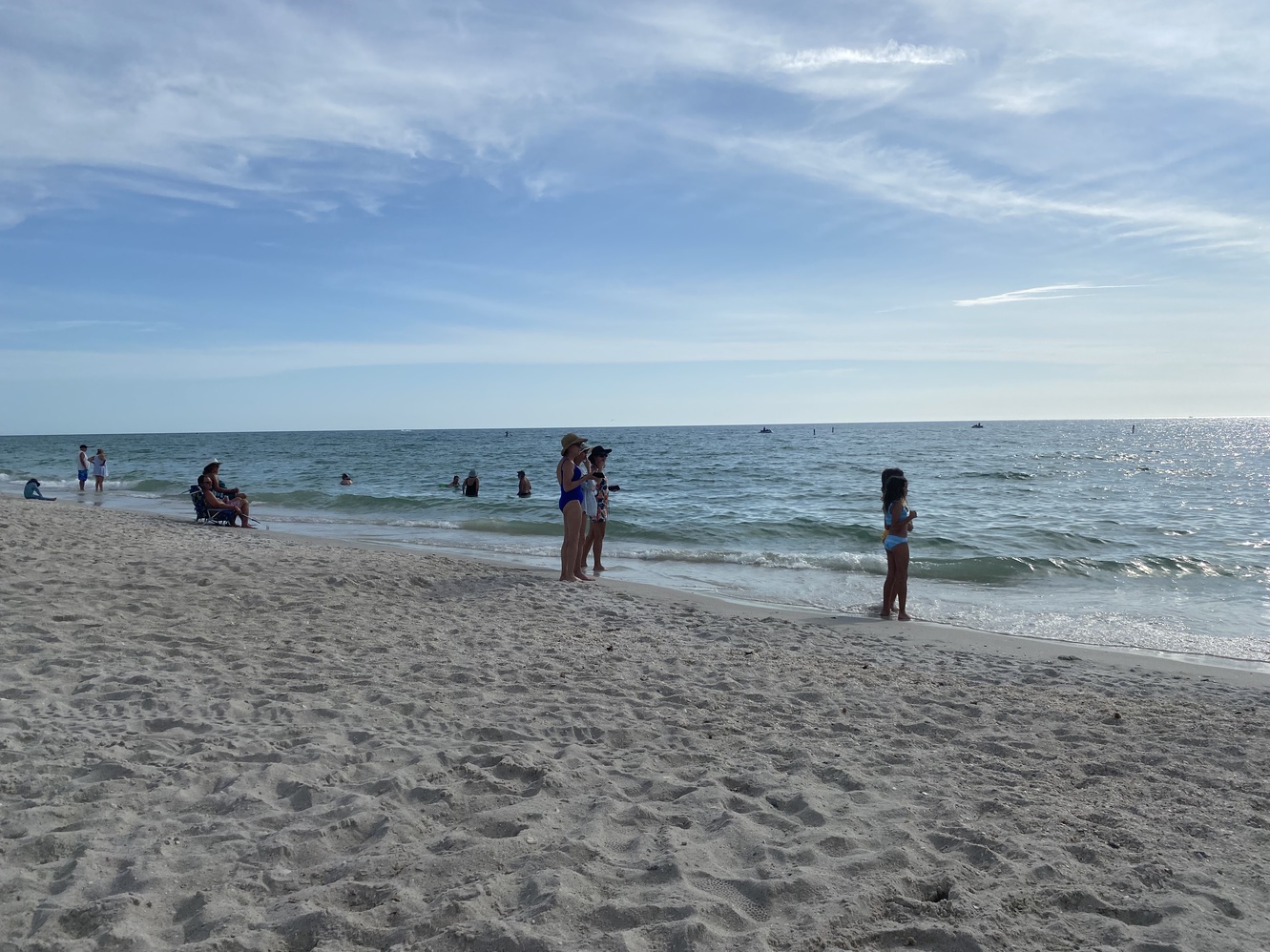 The beach is
      less crowded in the late afternoon.