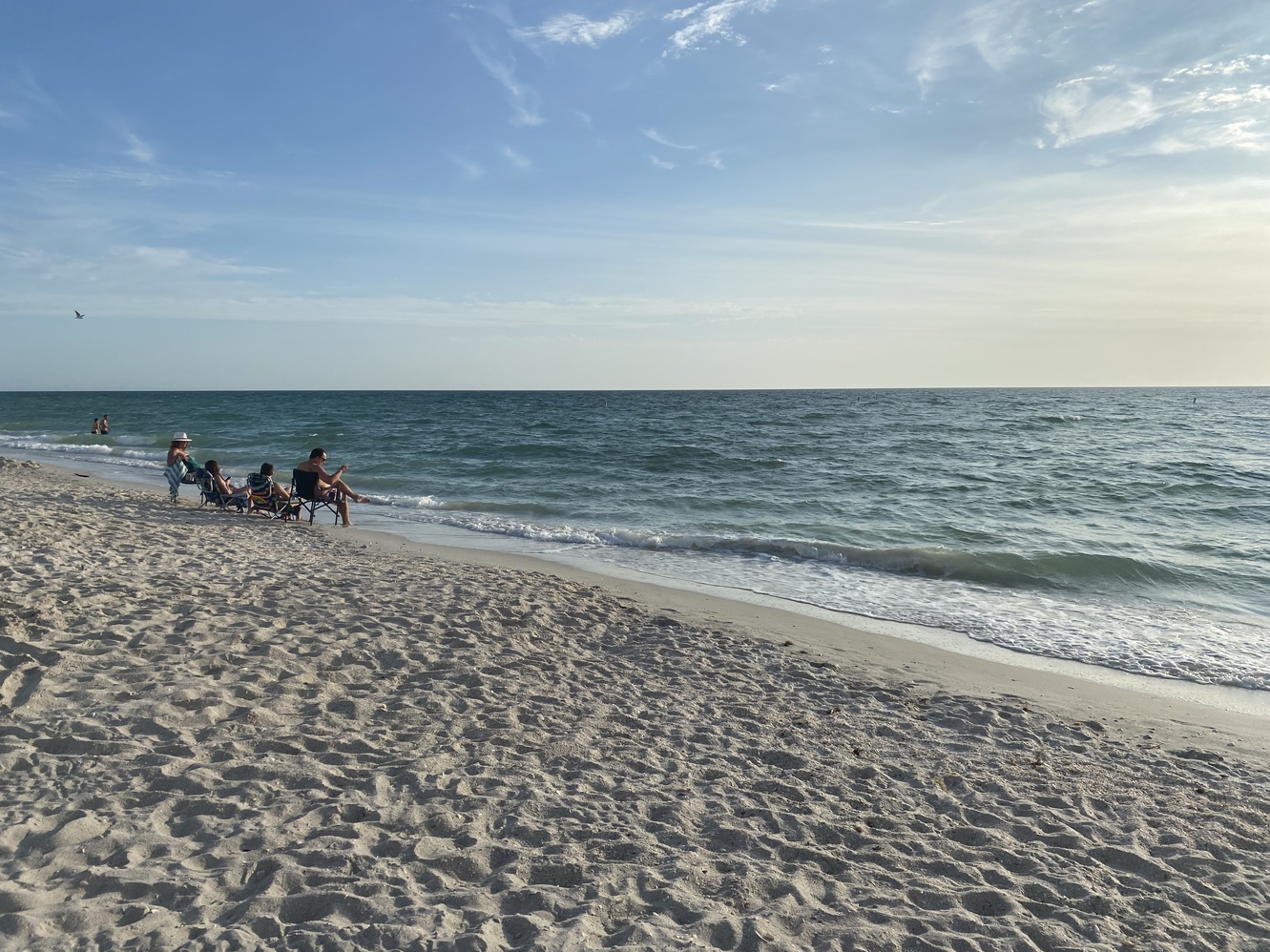 The beach is
      largely empty this evening.