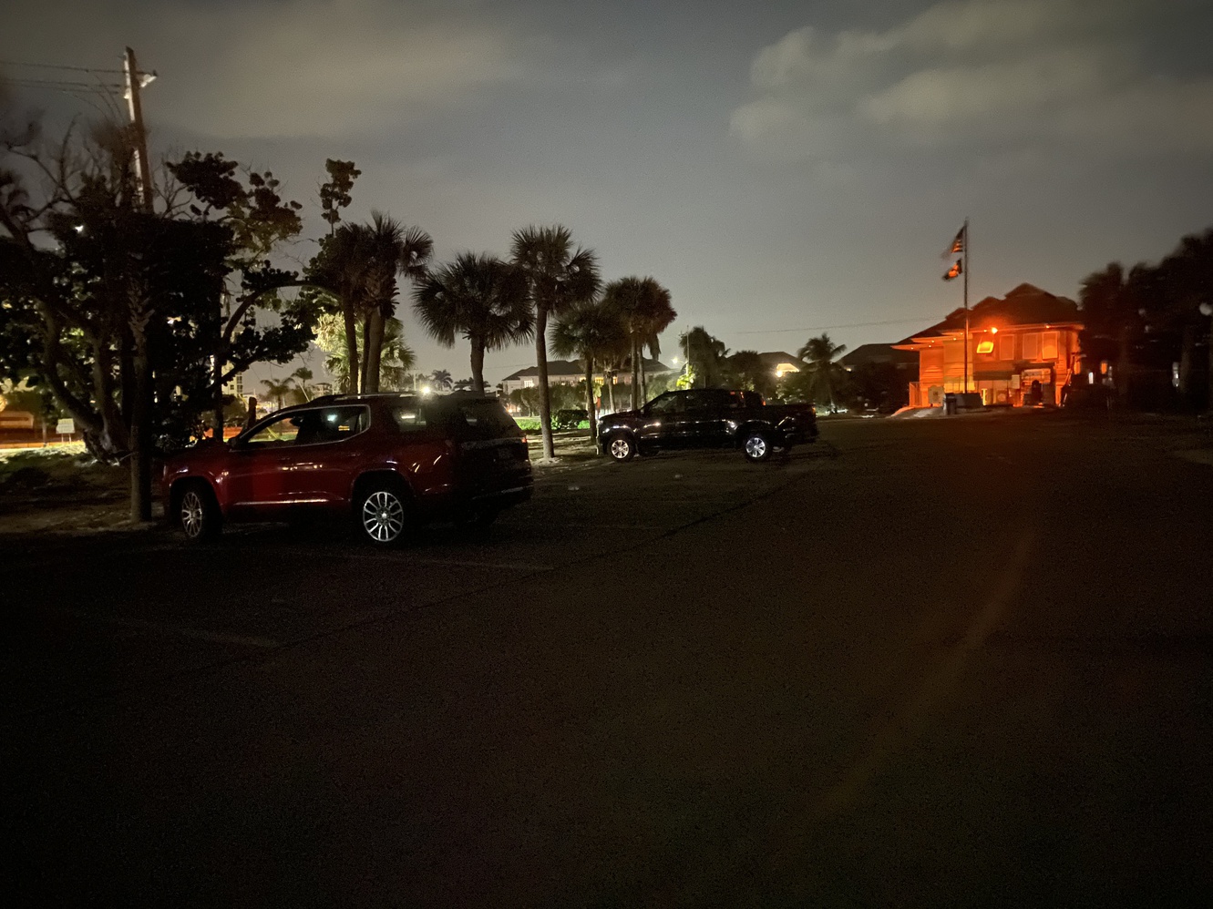 The parking
      lot is empty at night.