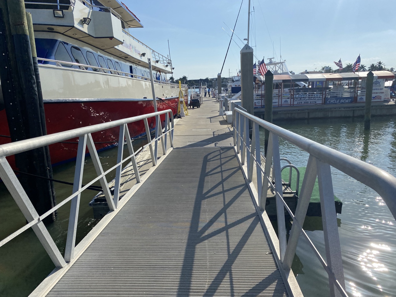 The gangway to
      the boat has a little bit of a bounce to it.