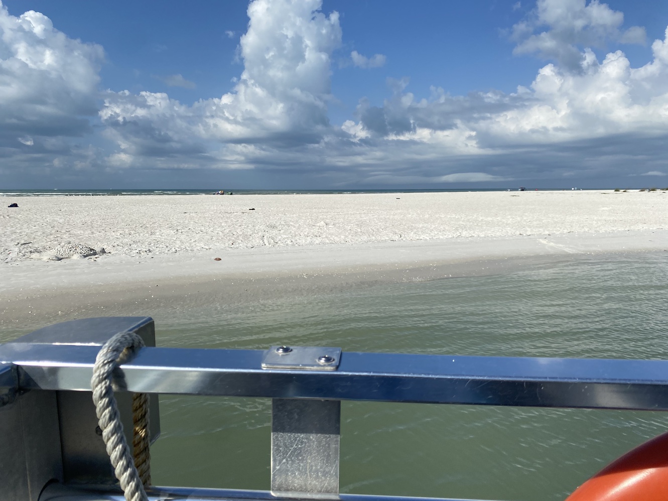 The Hemingway is
      about to let off its passengers on the eastern shore of
      Keewaydin.